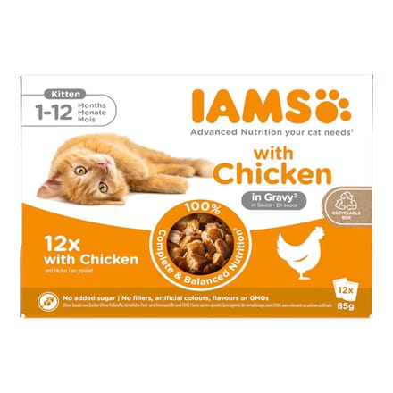 Iams Delights Kitten met Kip in Saus - Kat - Natvoer - 12 x 85 gr