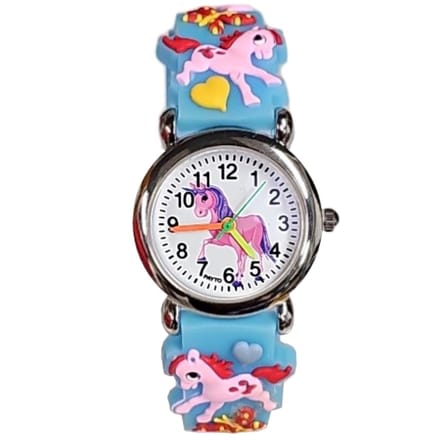 Fako® - Kinderhorloge - 3D - Eenhoorn Sunshine - Lichtblauw