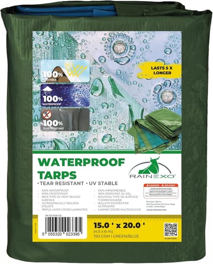 Robuust Zeil 150 g/m² Groen/Blauw Met Versterkte Ringetjes