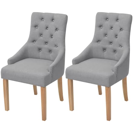 vidaXL - Eetkamerstoelen - 2 - st - stof - lichtgrijs