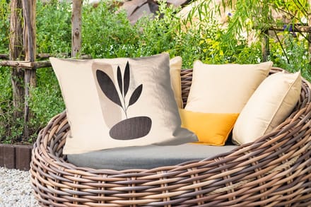 Buitenkussens - Plant - Beige - Japandi - 60x40 cm - Weerbestendig