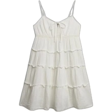 Superdry Cheesecloth Tiered Mini Mouwloze Korte Jurk Wit M Vrouw