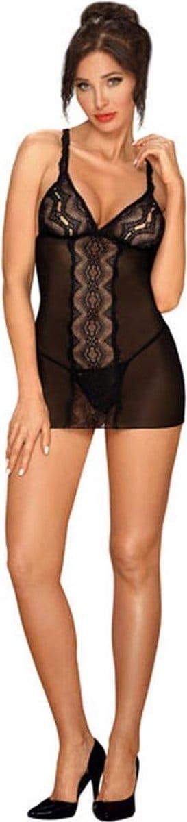 Obsessive Lucita Negligé Met Bijpassende String - Zwart