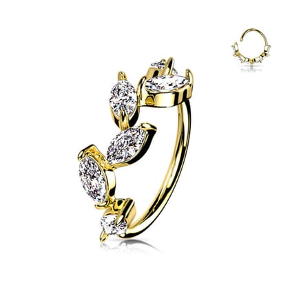 Buigbare ring 6 Marquise CZ Vine 0.8X8 - goud - LMPiercings