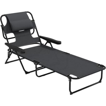 Chaise longue de jardin - MUVOE - Dossier réglable - Pliable - Résistante aux intempéries - 120 kg