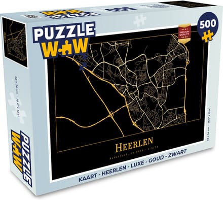 Puzzel Kaart - Heerlen - Luxe - Goud - Zwart - Legpuzzel - Puzzel 500 stukjes