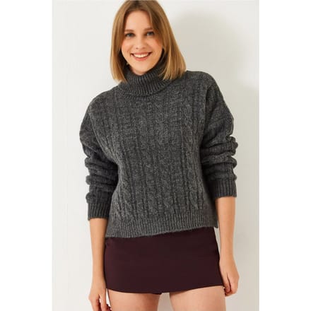 Gestructureerde Turtleneck Korte Trui