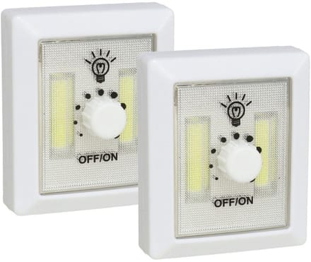 Gerimport Kastlampen - 2x - met dimmer - LED lampen - wit - 7 x 8.6 cm