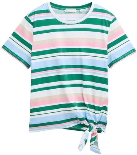 Tom Tailor Denim - T-shirt met knoopdetail - Maat L - multicolor stripe