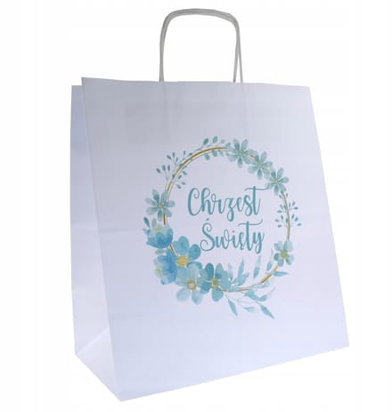 Papieren Cadeautas Doop - 30x17x34 cm - Wit met Opdruk