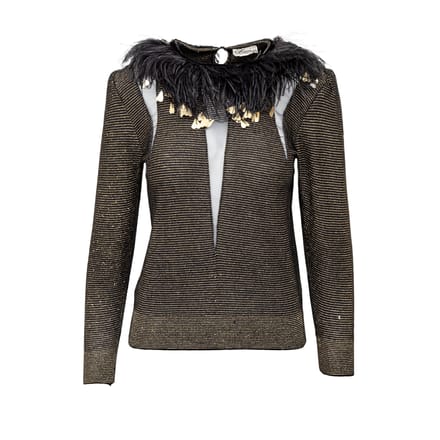 Valentino Boutique Top met verenversiering - jaren '80
