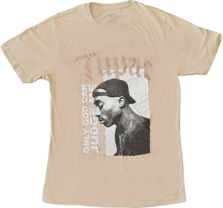 Tupac - Only God Heren T-shirt - M - Beige