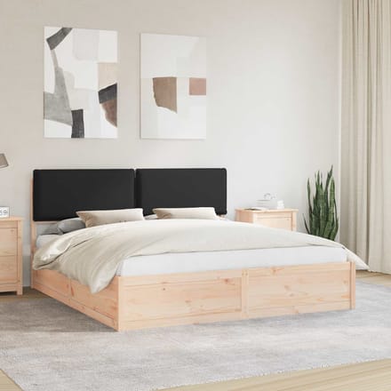 vidaXL - Bedframe - met - Gevoerde - Hoofdbord - Zwart - 180 - x - 200 - cm