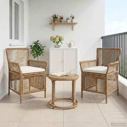 vidaXL - Buitenzit - 2 - st - Beige - en - Crème - poly - rattan