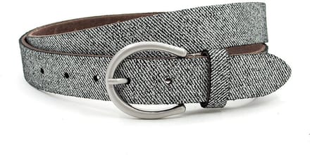 Dames riem zwart/zilver - 3 cm breed - Leer - Jeans riem - Casual - Maat 100