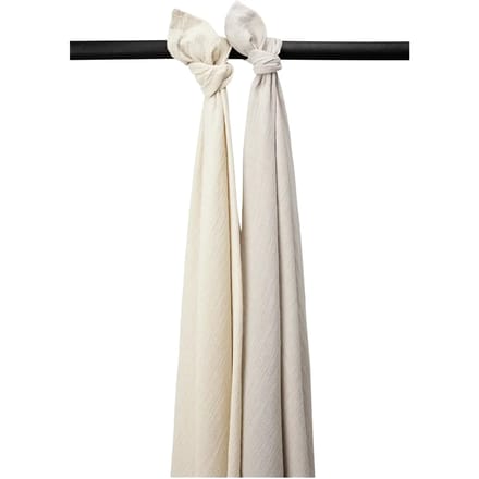 Meyco Baby Uni swaddle - 2-pack - pre-washed hydrofiel - soft sand/greige - 120x120cm