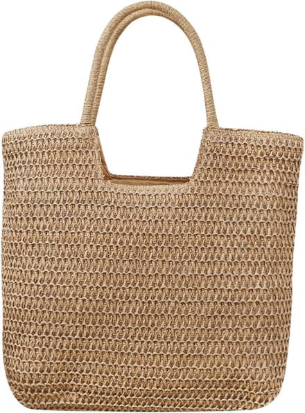 Grote Stro Leren Schoudertas Dames - Strandtas Shopper met Rits - Boho Zomer Vakantie