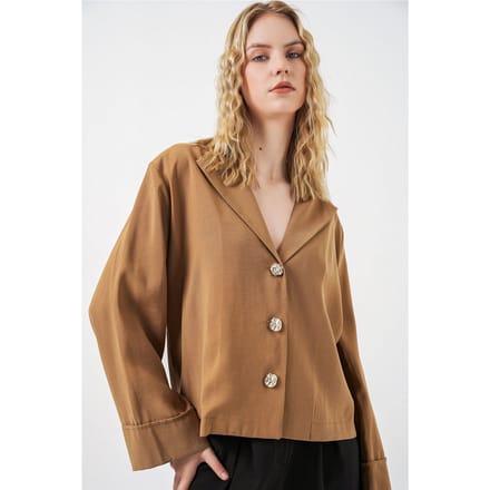 Oversized Blazerjas met Knoopsluiting