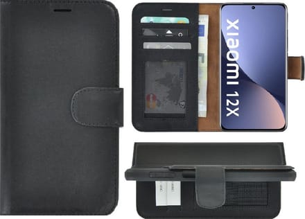 MoDo hoesje Geschikt voor Xiaomi 12 Pro - Leer Book Case - Zwart