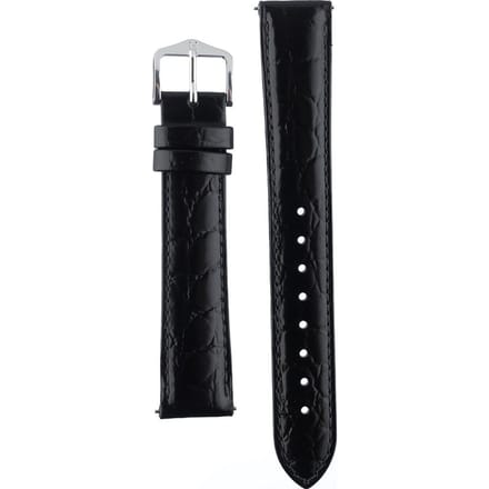 Hirsh Horlogeband -  Crocograin Zwart - Leer - 18mm