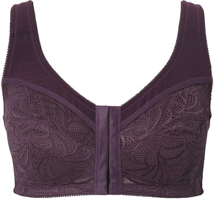 Ulla Popken - Dames - Ontlastingsbeha voorsluiting zonder beugel - Druivenrood - Maat 105C