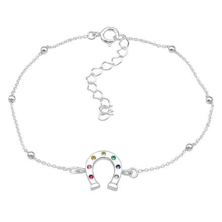 Joy|S - Zilveren armband - hoefijzer - kristal multicolor - 14.5 cm + 4 cm extension
