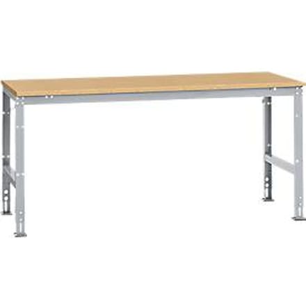 Manuflex werktafel UNIVERSAL Standaard, 2000 x 1000 mm, multiplex natuur, aluminium zilver