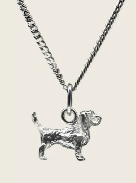 Zilveren Basset griffon vendeen petit ketting hanger - klein