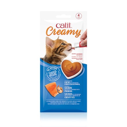 Catit Crème 4 x 10 g - Zalm met Garnaalsmaak