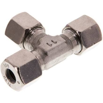 10S RVS T-stuk Snijring 630 Bar DIN 2353 - FL3T-C-ST-10-S
