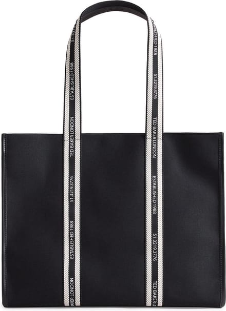 Ted Baker Shopper Schoudertas Georjey Branded Webbing Canvas Tote Black Zwart