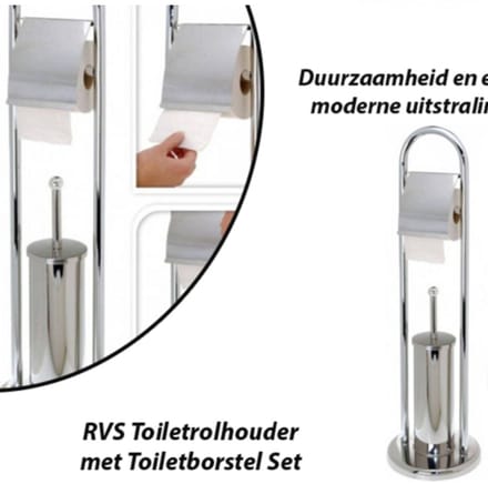 Toiletrolhouder met Toiletborstel Set RVS MatBathroom Solutions