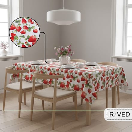 Raved Tafelzeil 140 cm x 200 cm – Rood Aardbei Print – PVC afwasbaar