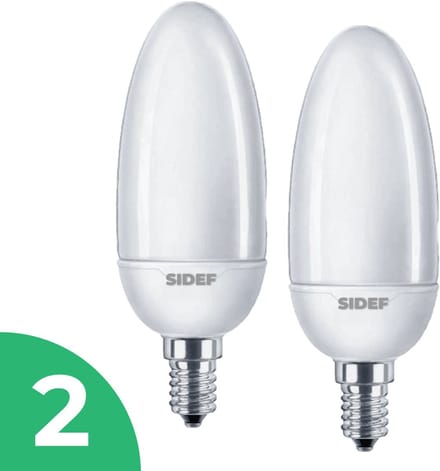 Sidef Kaarslamp Spaarlamp E14 - 7W - Daglicht - Niet Dimbaar - 2 stuks