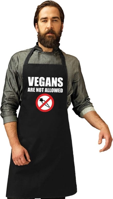 Barbecueschort Vegans are not allowed zwart heren - Barbecue schort