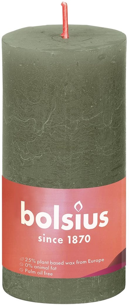 Bolsius Stompkaars Fresh Olive Ø50 mm - Hoogte 10 cm - Olijfgroen - 30 branduren