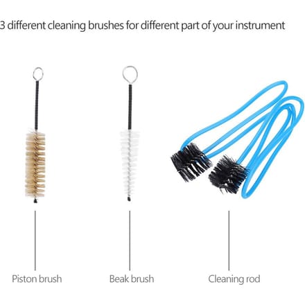 Trompet Trombone Tuba Hoorn Schoonmaakset Kit Gereedschap met Schoonmaakdoekje Borstel Handschoenen black