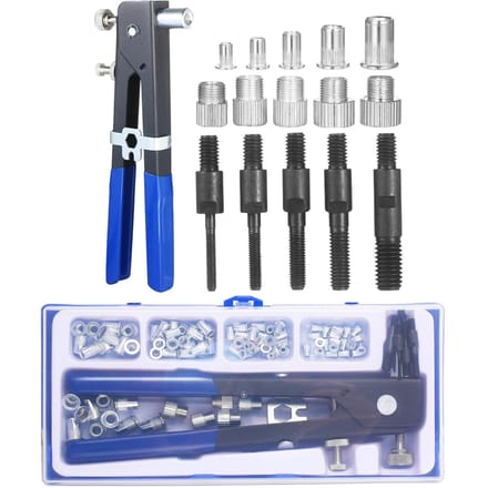 86PCS Klinkmoer Gereedschapsset Blindklinkmoer Handklinkmoersleutel Schroefdraadinzetstuk Gereedschap Klinkmoerpistool blauw