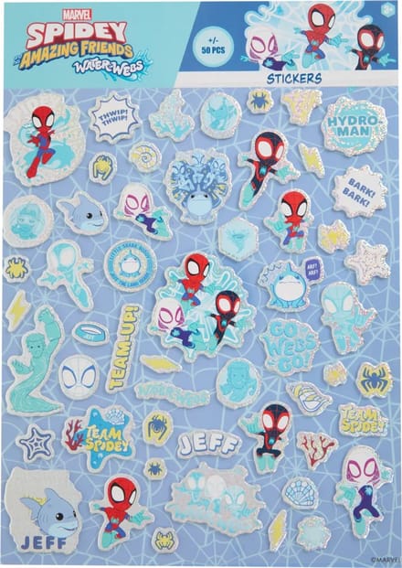 1 stickervel groot - Marvel Spidey and amazing friends - sticker water webs - 50+ bubbel stickers 3d