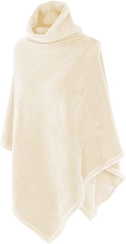 TISECO HOME STUDIO - Poncho met kraag - CHENILLE - Unisex - 100% polyester - Ivoor