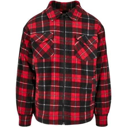 Urban Classics Plaid Teddy Lined Shirt Jacket Tussenseizoensjas zwart-rood M