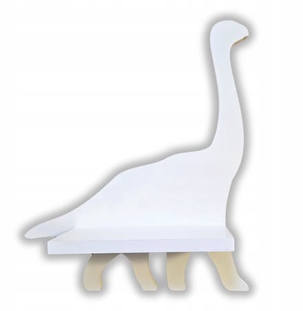Dino Diplodocus Muurplank voor Kinderen - Wit MDF