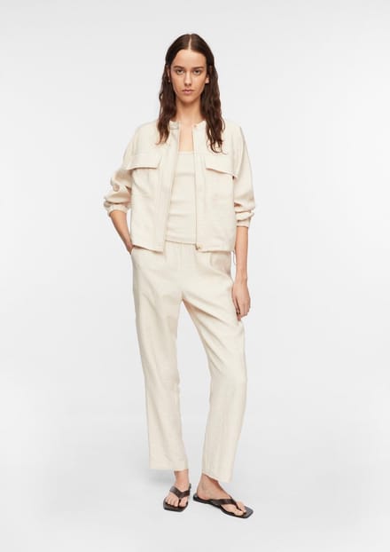 Vloeiende rechte broek in gemengde viscose met elastische taille voor dames COMMA