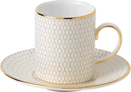 Merkloze Espressokop met Schotel, 80ml, Goudkleurig Decor