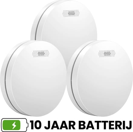 Aroha Safety Pro Rookmelder - 10 jaar batterij & sensor - Extra dun design rookmelder, brandmelder - Multipack 3 set
