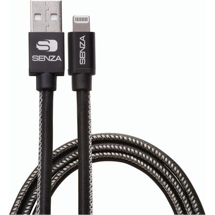 Senza Premium Leather Charge/Sync Cable Apple Lightning 1.5m. 12W Black