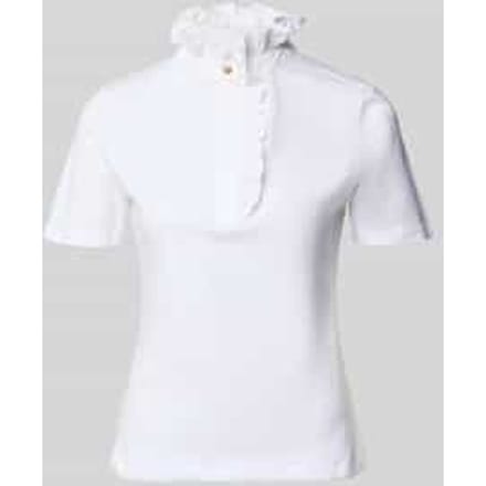 T-shirt met opstaande kraag en ruches