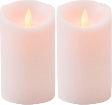 Anna's Collection Led kaars/stompkaars - 2x - roze - H12,5 x D7,5 cm - wax - bewegende vlam