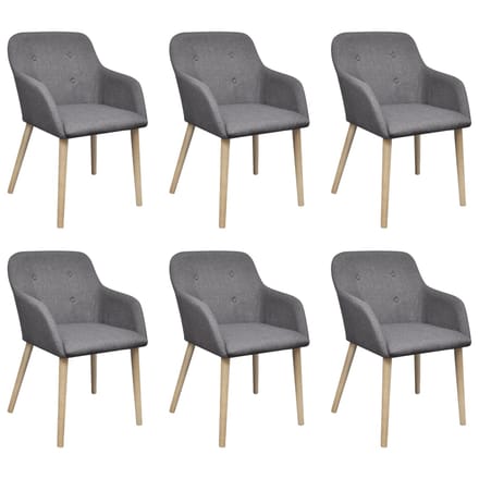 vidaXL - Eetkamerstoelen - 6 - st - stof - en - massief - eikenhout - lichtgrijs