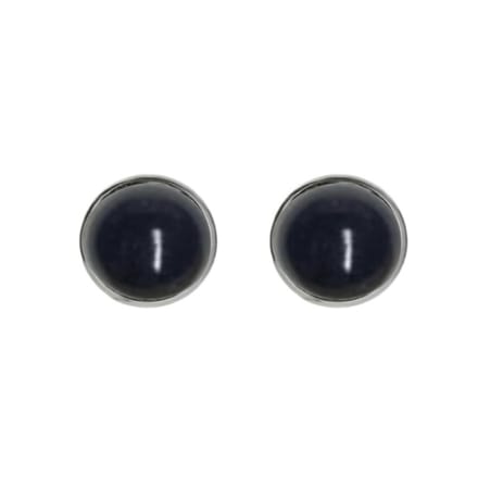 Magneet oorbellen zwart zilverrand 10 mm